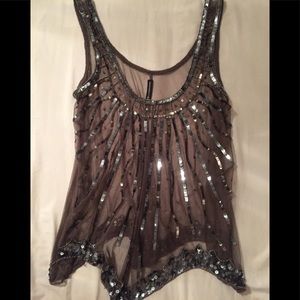 Sequin sheer tank top